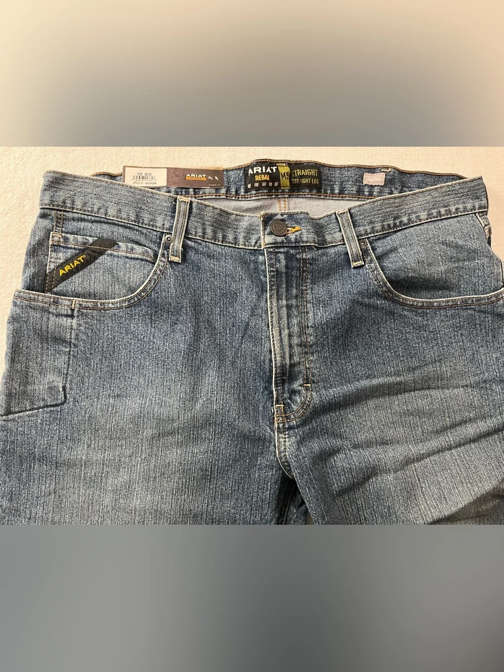 Ariat Rebar M5 Straight Fit Straight Leg Men's Jeans 38x30 DuraStretch Workwear - Picture 4 of 7